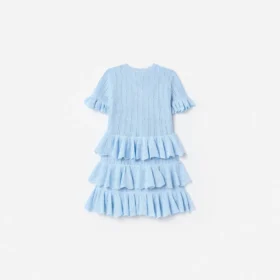 Blue Tiered Knit Dress