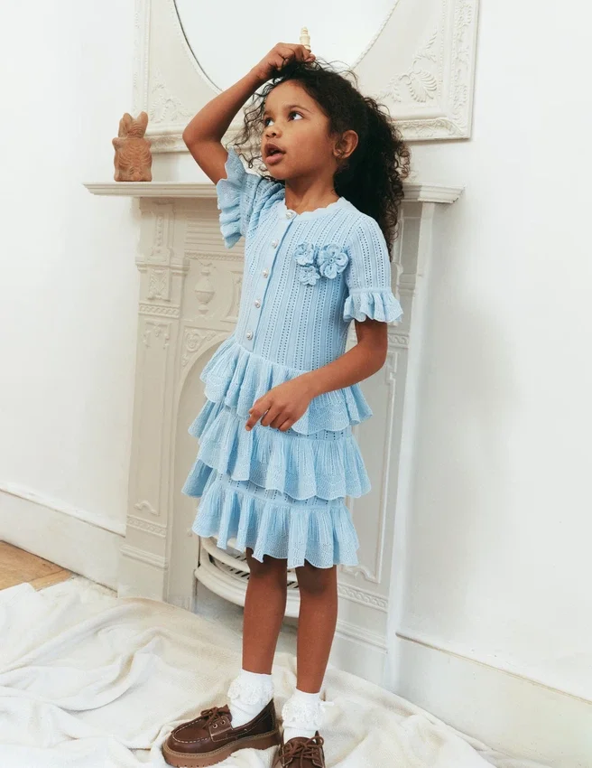 Blue Tiered Knit Dress Blue Tiered Knit Dress