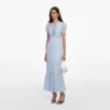 Blue Viscose Lace Midi Dress Blue Viscose Lace Midi Dress