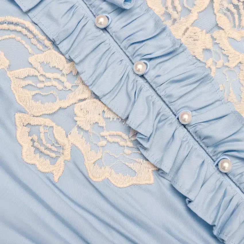 Blue Viscose Lace Top Blue Viscose Lace Top