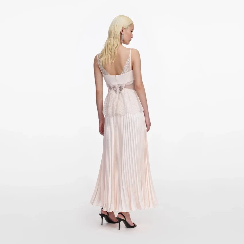 Blush Satin Lace Midi Dress Blush Satin Lace Midi Dress