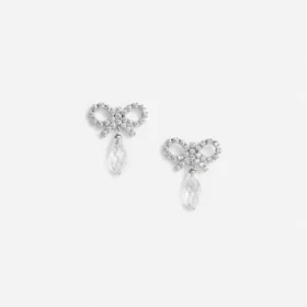 Bow Crystal Droplet Earrings