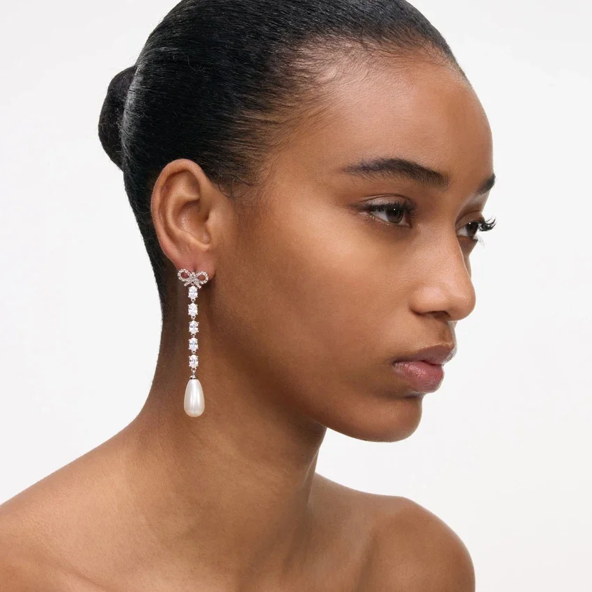 Bow Pearl Droplet Earrings Bow Pearl Droplet Earrings