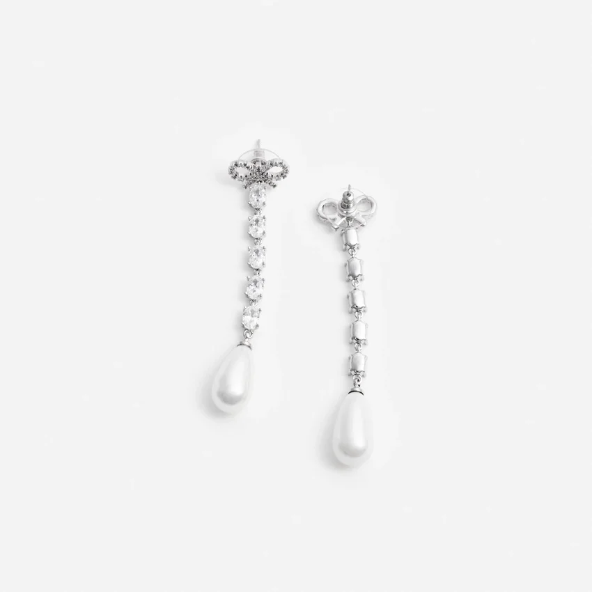 Bow Pearl Droplet Earrings Bow Pearl Droplet Earrings