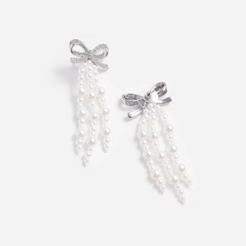 Bow Pearl Waterfall Earrings Bow Pearl Waterfall Earrings