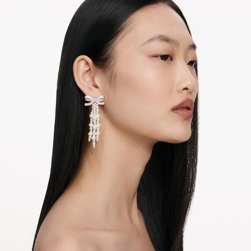 Bow Pearl Waterfall Earrings Bow Pearl Waterfall Earrings