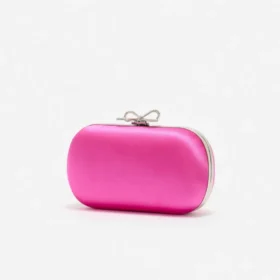Bright Pink Satin Clutch Bag