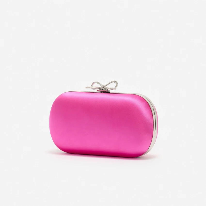 Bright Pink Satin Clutch Bag Bright Pink Satin Clutch Bag