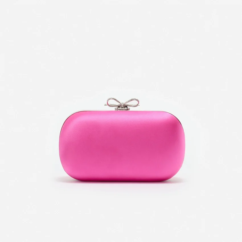 Bright Pink Satin Clutch Bag Bright Pink Satin Clutch Bag
