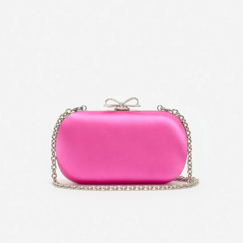 Bright Pink Satin Clutch Bag Bright Pink Satin Clutch Bag
