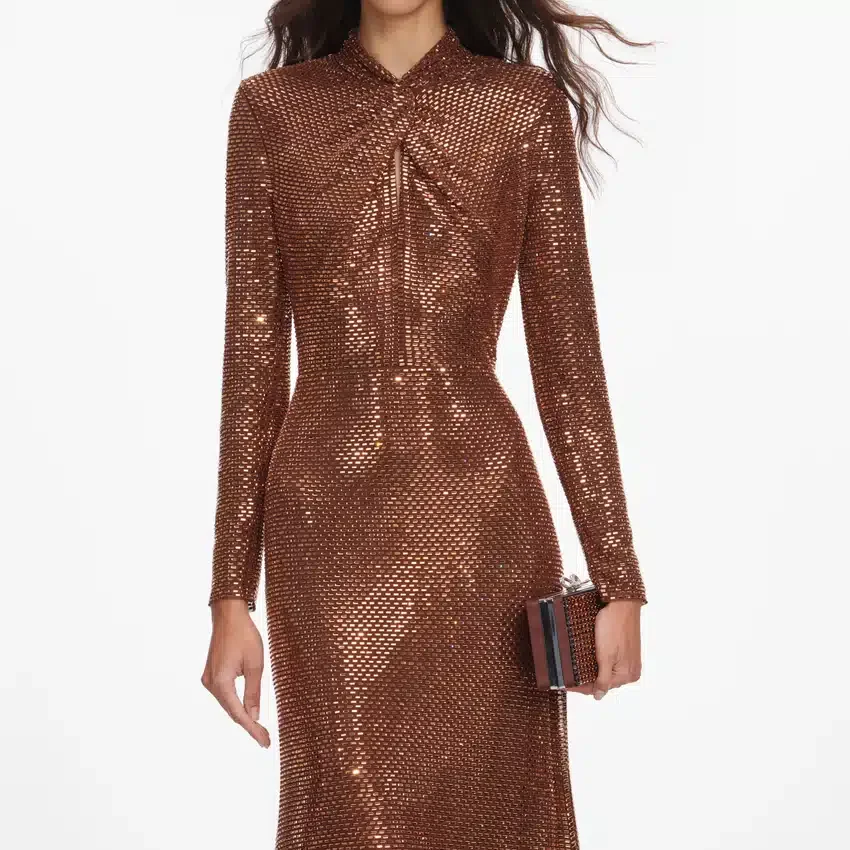 Bronze Rhinestone Midi Dress Bronze Rhinestone Midi Dress