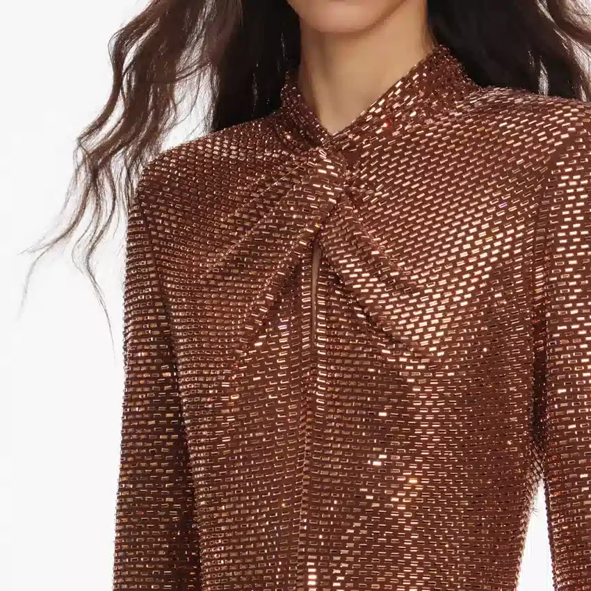 Bronze Rhinestone Midi Dress Bronze Rhinestone Midi Dress