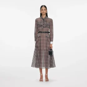 brown check chiffon midi dress 1 280x280 - Brown Check Chiffon Midi Dress