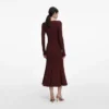 Brown Contrast Lace Knit Midi Dress Brown Contrast Lace Knit Midi Dress