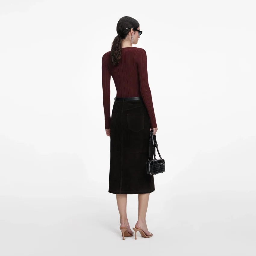 Brown Contrast Lace Knit Top Brown Contrast Lace Knit Top