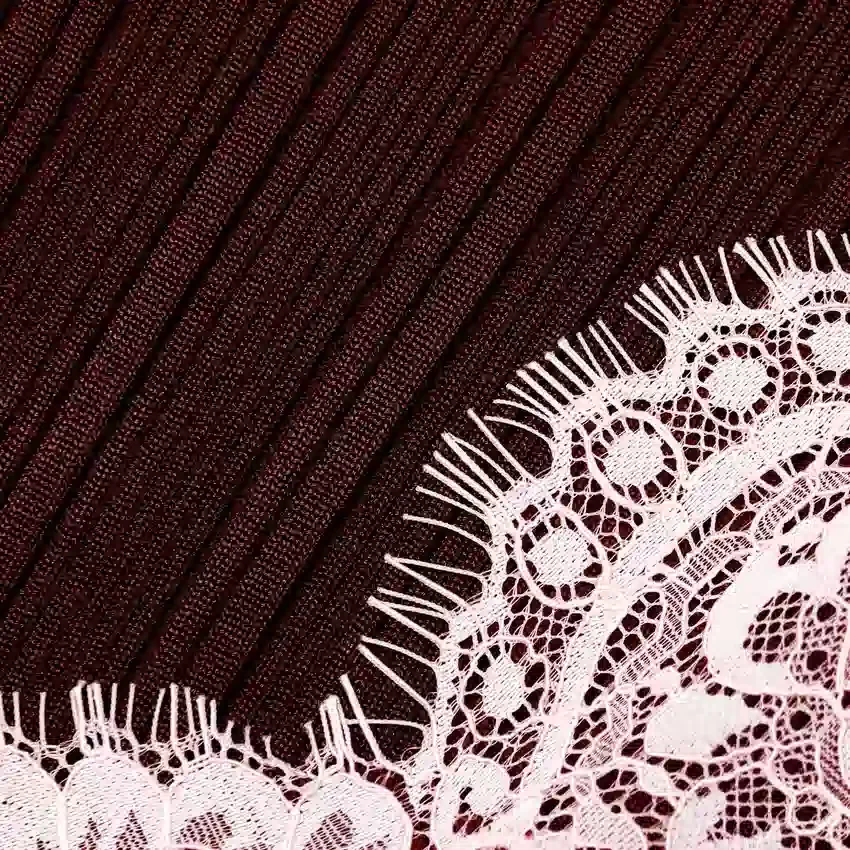 Brown Contrast Lace Knit Top Brown Contrast Lace Knit Top