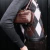 Brown Croc Leather Mini Shoulder Bag Brown Croc Leather Mini Shoulder Bag