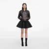 Brown Cropped Leather Jacket