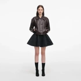 Brown Cropped Leather Jacket