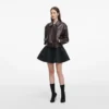 Brown Cropped Leather Jacket