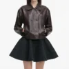 Brown Cropped Leather Jacket