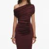 Brown Draped Knit Midi Dress Brown Draped Knit Midi Dress