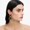 Brown Enamel Gold Tiered Earrings Brown Enamel Gold Tiered Earrings