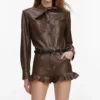 Brown Faux Leather Playsuit Brown Faux Leather Playsuit