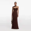 Brown Georgette Flower Maxi Dress Brown Georgette Flower Maxi Dress