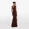 Brown Georgette Flower Maxi Dress Brown Georgette Flower Maxi Dress