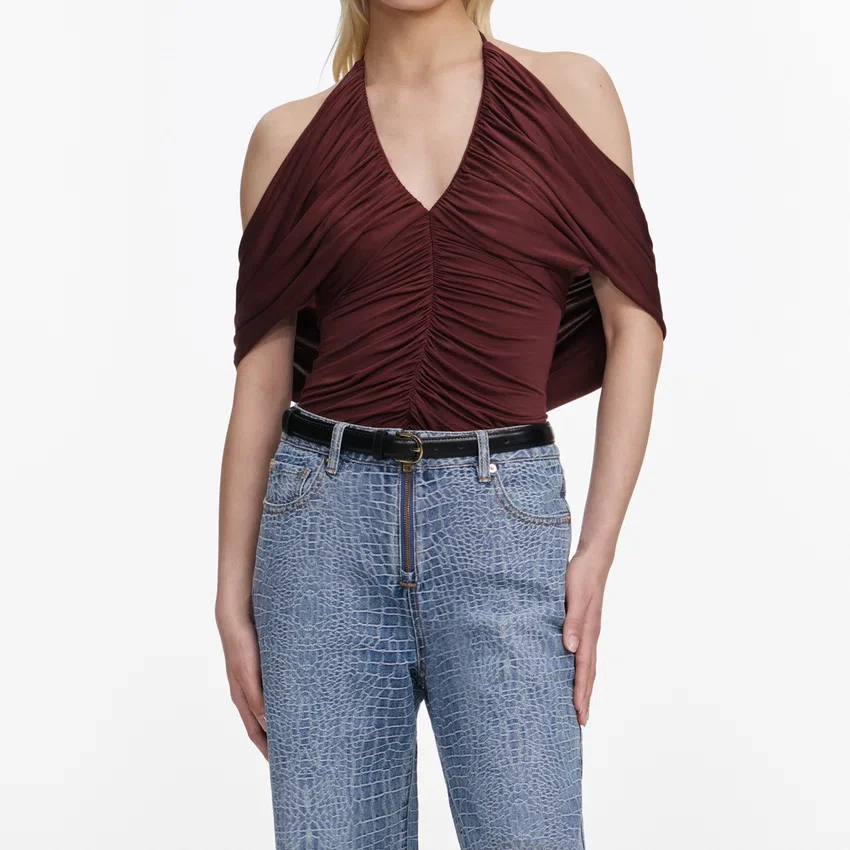 Brown Jersey Drape Top Brown Jersey Drape Top