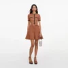 Brown Pointelle Knit Mini Dress Brown Pointelle Knit Mini Dress