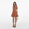 Brown Pointelle Knit Mini Dress Brown Pointelle Knit Mini Dress