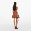 Brown Pointelle Knit Mini Dress Brown Pointelle Knit Mini Dress
