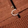 Brown Pointelle Knit Mini Dress Brown Pointelle Knit Mini Dress
