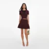 Brown Pointelle Knit Mini Skirt Brown Pointelle Knit Mini Skirt