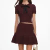 Brown Pointelle Knit Mini Skirt Brown Pointelle Knit Mini Skirt