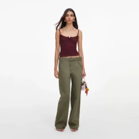 Brown Pointelle Knit Vest