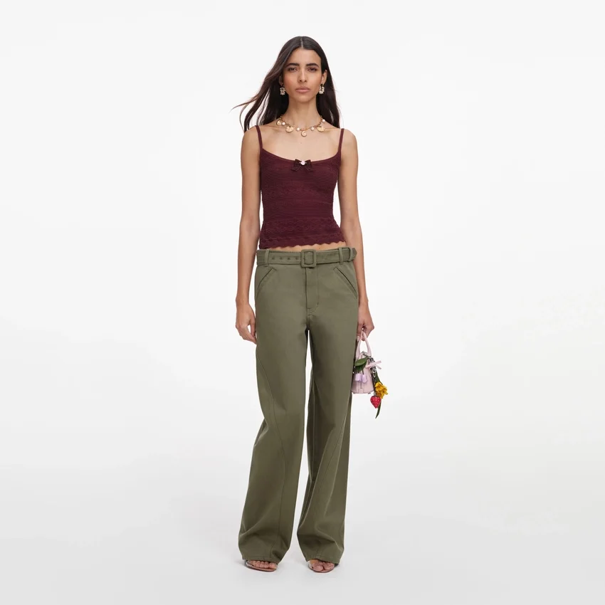 Brown Pointelle Knit Vest Brown Pointelle Knit Vest