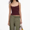 Brown Pointelle Knit Vest Brown Pointelle Knit Vest