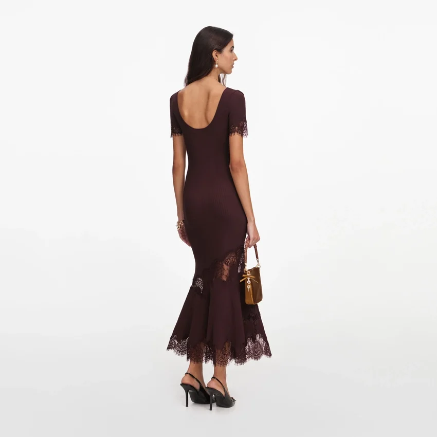 Brown Ribbed Knit Midi Dress Brown Ribbed Knit Midi Dress