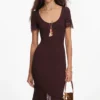 Brown Ribbed Knit Midi Dress Brown Ribbed Knit Midi Dress