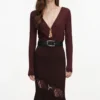 Brown Ribbed Knit Midi Skirt Brown Ribbed Knit Midi Skirt
