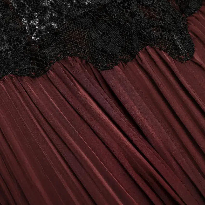 Brown Satin Lace Insert Maxi Dress Brown Satin Lace Insert Maxi Dress