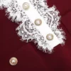 Burgundy Crepe Lace Collar Mini Dress Burgundy Crepe Lace Collar Mini Dress