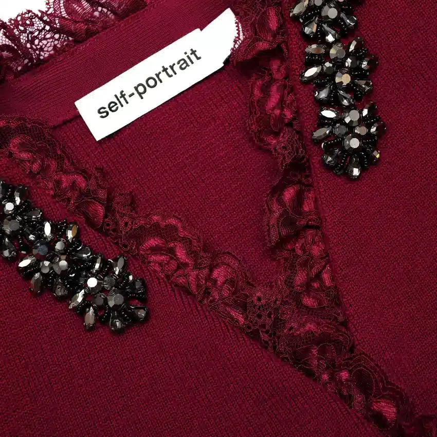Burgundy Crystal Trim Cardigan Burgundy Crystal Trim Cardigan