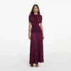 Burgundy Jersey Gathered Midi Dress Burgundy Jersey Gathered Midi Dress