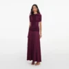 Burgundy Jersey Gathered Midi Dress Burgundy Jersey Gathered Midi Dress
