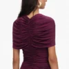 Burgundy Jersey Gathered Midi Dress Burgundy Jersey Gathered Midi Dress