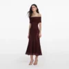 Burgundy Knit Lace Insert Midi Dress Burgundy Knit Lace Insert Midi Dress